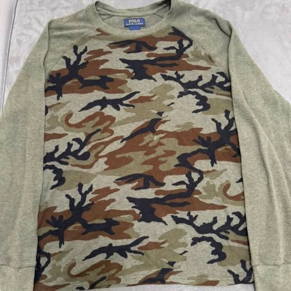 Polo Ralph Lauren Camo Longsleeve mens Large Waffle Knit Thermal